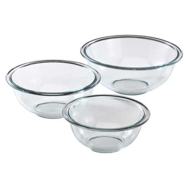 Pyrex Prepware Glass Mixing Bowl Set (3 Pieces), Clear