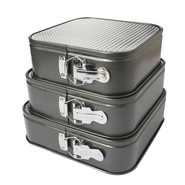 CKBAKIE Square Springform Dessert Pan Nonstick Leakproof Cake Pan Bakeware Cheesecake Pan CK029 (3 PCS Square)