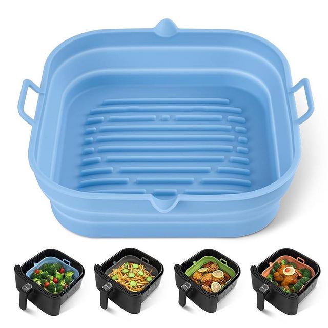 Loveuing Silicone Air Fryer Liners Square - Reusable Airfryer Silicone Basket - Easy to Clean Air Fryers Silicone Pot for 5.8 to 8 Qt Air Fryer Baking Tray Oven Accessories, 8.5 Inch Large