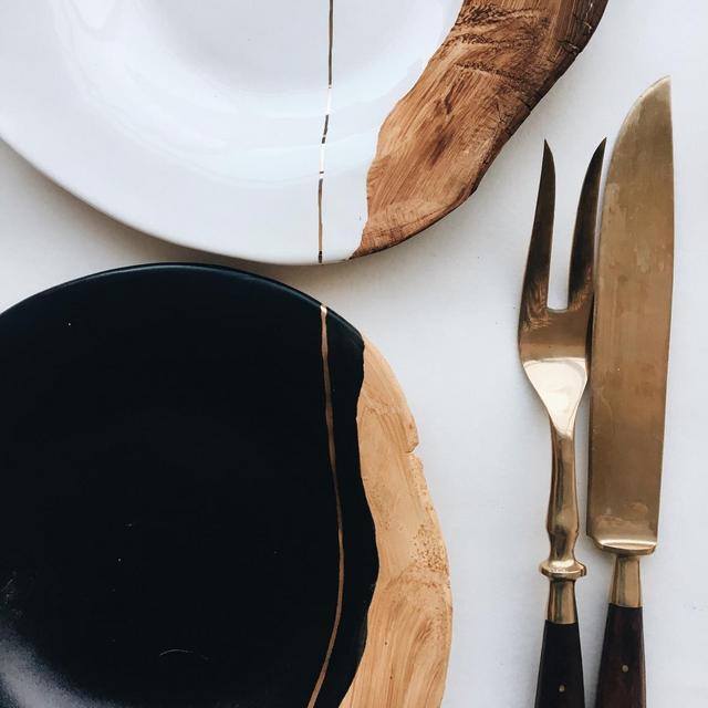 Set of 2 - Raw Edge Salad Plates