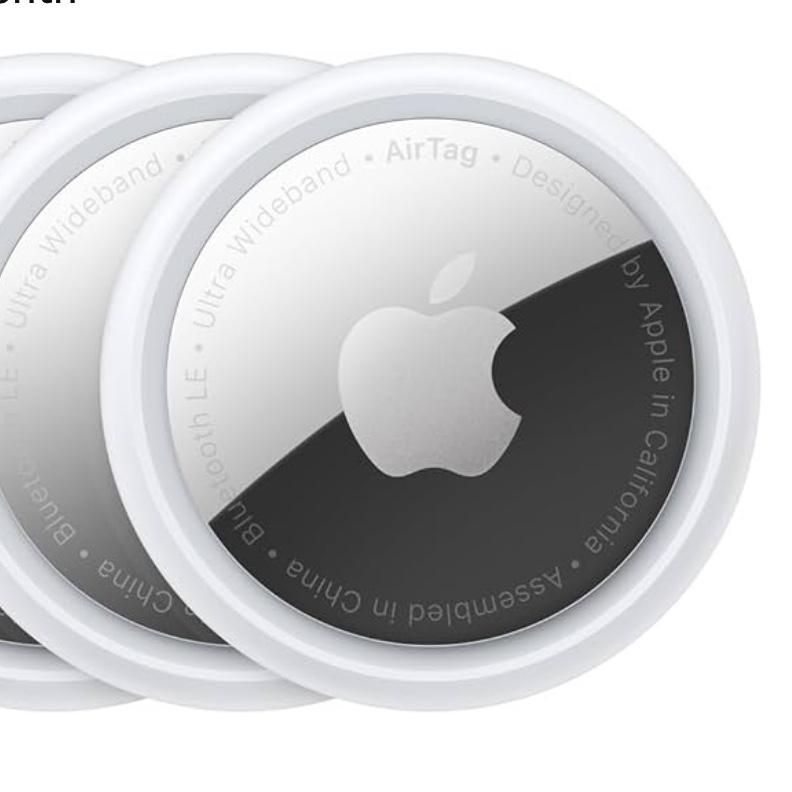 Apple AirTag 4 Pack. Keep Track of and find Your Keys, Wallet, Luggage, Backpack, and More. Simple one-tap Set up with iPhone or iPad