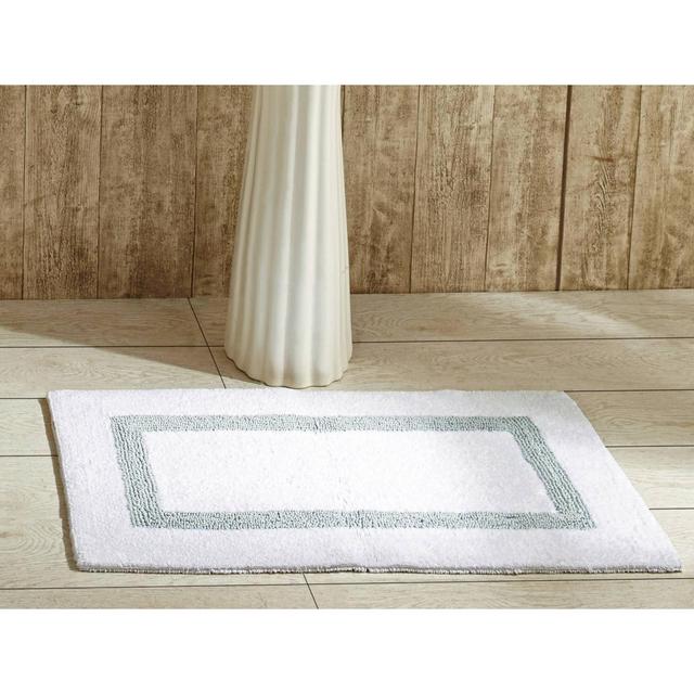 21"x34" Hotel Collection Bath Rug White/Blue - Better Trends