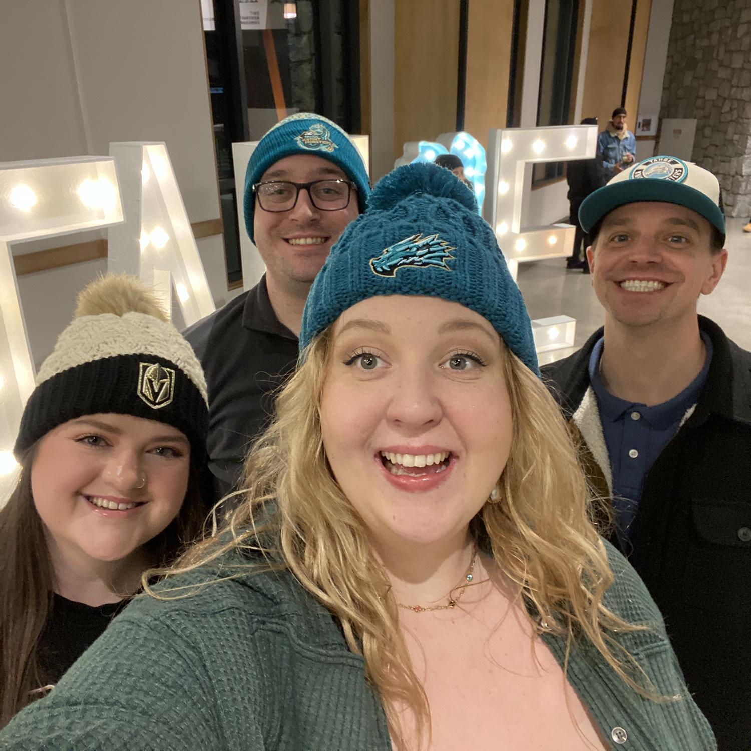 Lexi, Brad. Amber Dawn, and Chris at a Knight Monster Game, South Lake Tahoe 2024