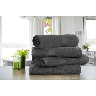Cotton 600GSM Absorbent Bath Towels 30x54 Inch by Ample Decor - 4 Pcs - Black