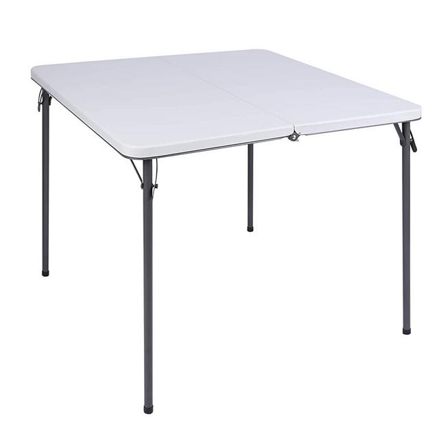 REDCAMP 34" Folding Card Table Square with Resin Top, Lightweight Portable Fold in Half Small Card Table for Adults Outside Outdoor Indoor Use (White)