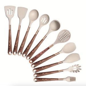 Elegant Silicone Cooking Utensil Set (Brown)