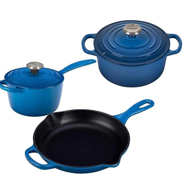 Le Creuset 5 Piece Enameled Cast-Iron SS Knob Condo Cookware Set - Marseille