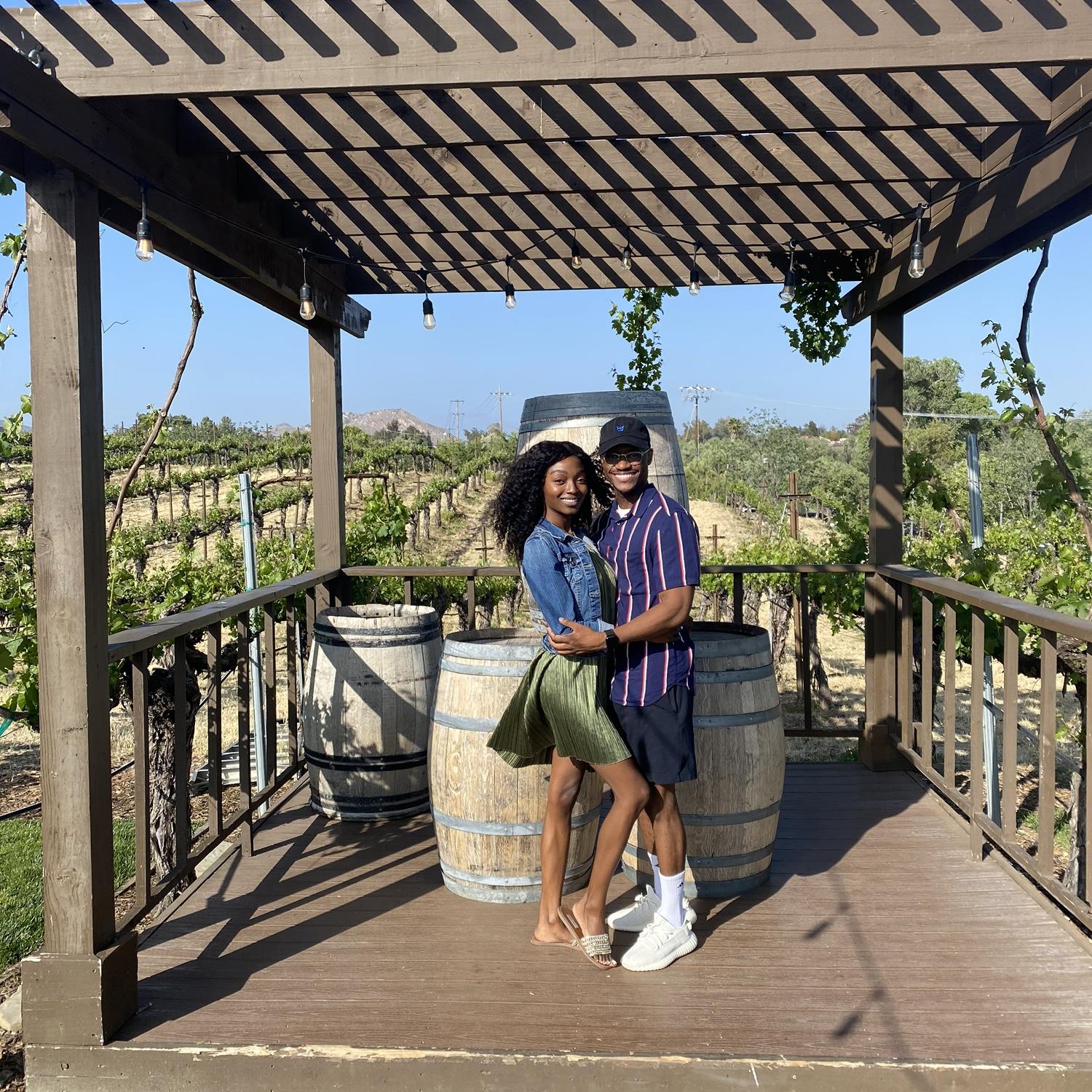 Our first weekend ever together (2022). Photo taken at Wilson Creek Winery.
