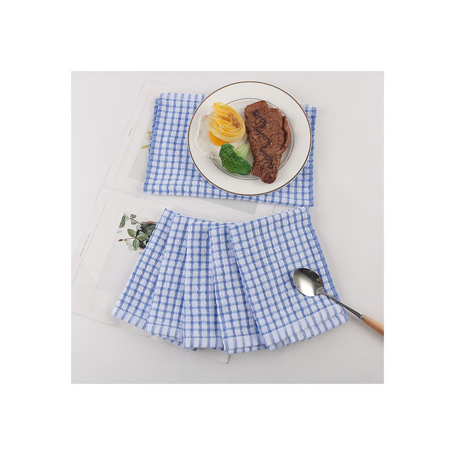 PiccoCasa Cotton Terry Small Kitchen Dish Cloth Cleaning Dish Rags 6 Pcs Blue 10.5" x 15"