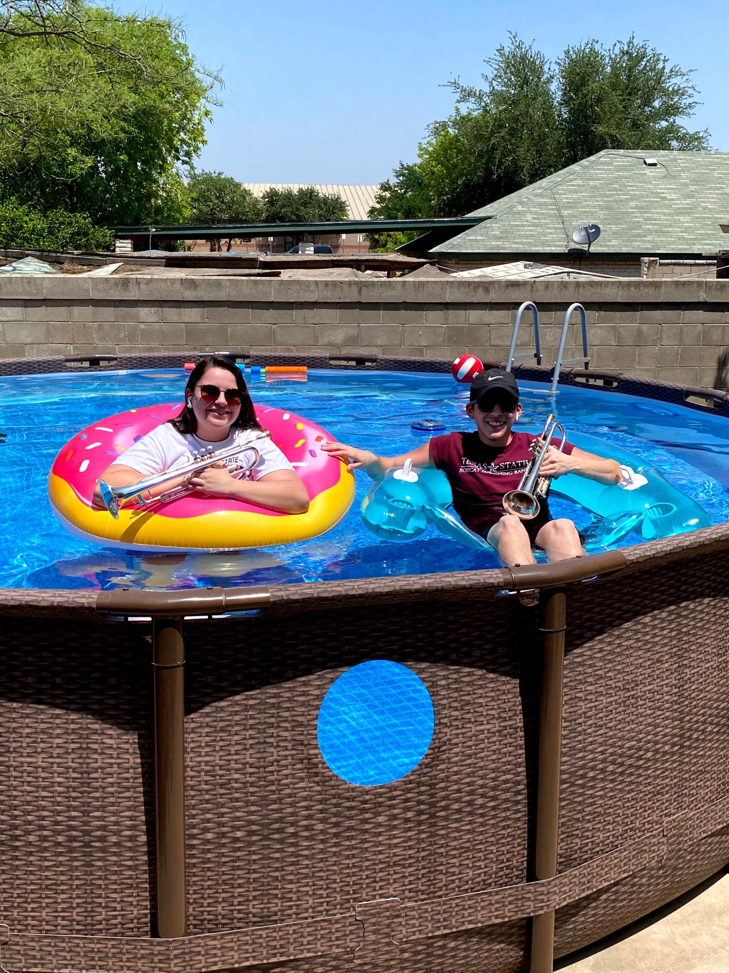 Filmed a video in the pool for marching band! 😎