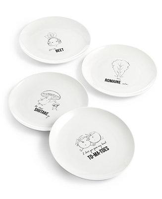 Words Veggie Salad Plates, Set of 4, Created for Macy's