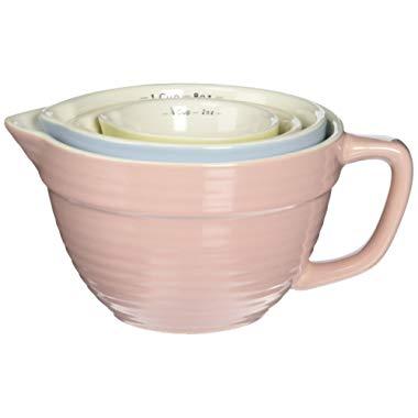 Creative Co-Op DA1803 Set of 4 Batter Bowl Shaped Measuring Cups in Pink, Blue, Green & Yellow