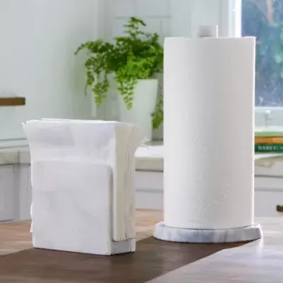 Artisanal Kitchen Supply® White Marble Paper Towel Holder
