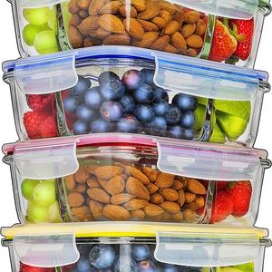 HomeNative Ltd. - Glass Meal Prep Containers 3 Compartment - Food Containers Meal Prep Food Prep Containers Lunch Containers Glass Containers with lids Freezer Containers Bento Box Containers Bento lunch Box [4pk,34oz]