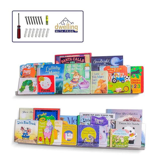 Acrylic Shelf 36 Inch (2Pack) - Book Shelves, Spice Rack & Floating Display for Toys and Photos - Acrylic Wall Shelf for Makeup and Cosmetic Product - Clear Floating Shelves for Books & Magazines