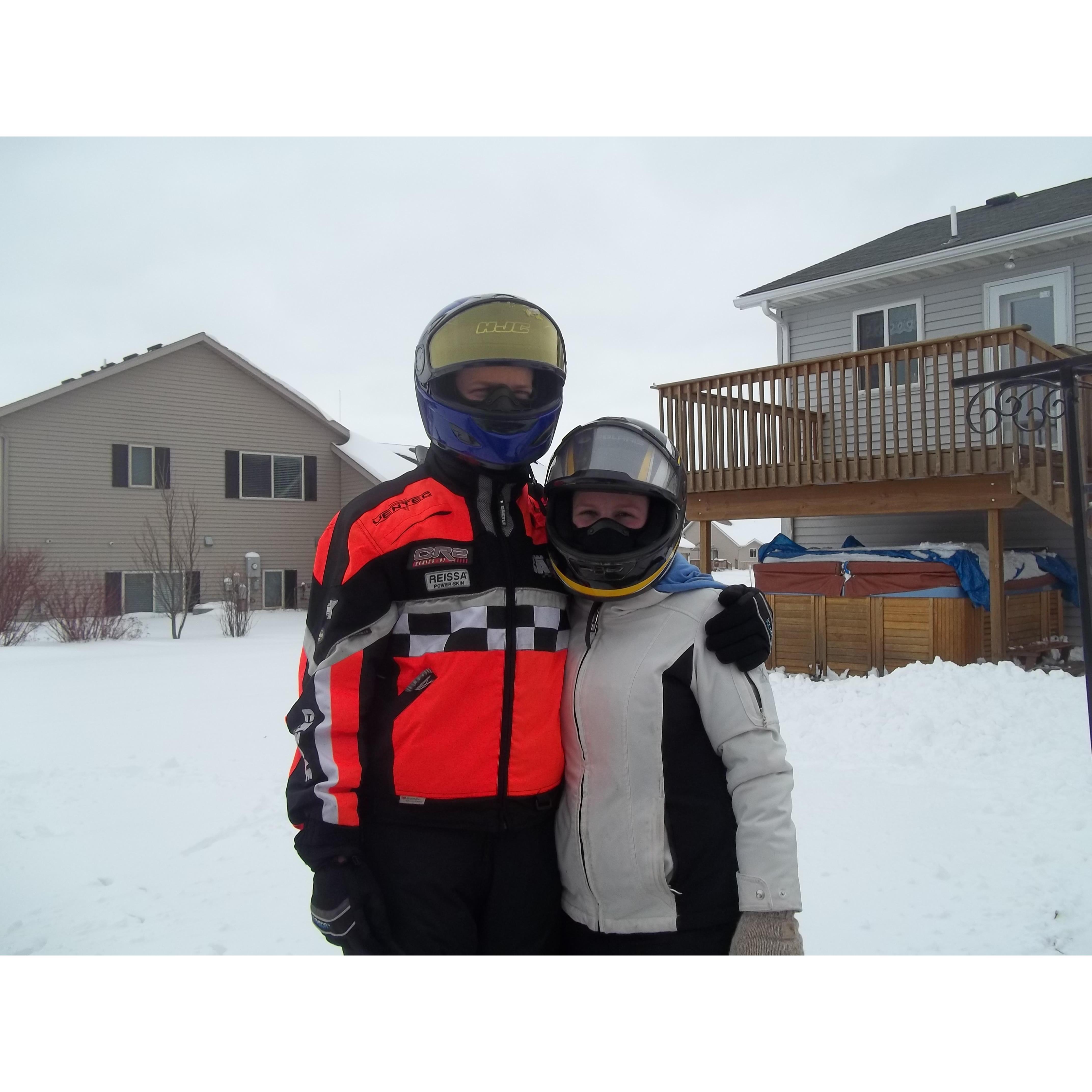 He. Drove. To. My. House. On. A. Snowmobile! Then he took me for a spin!