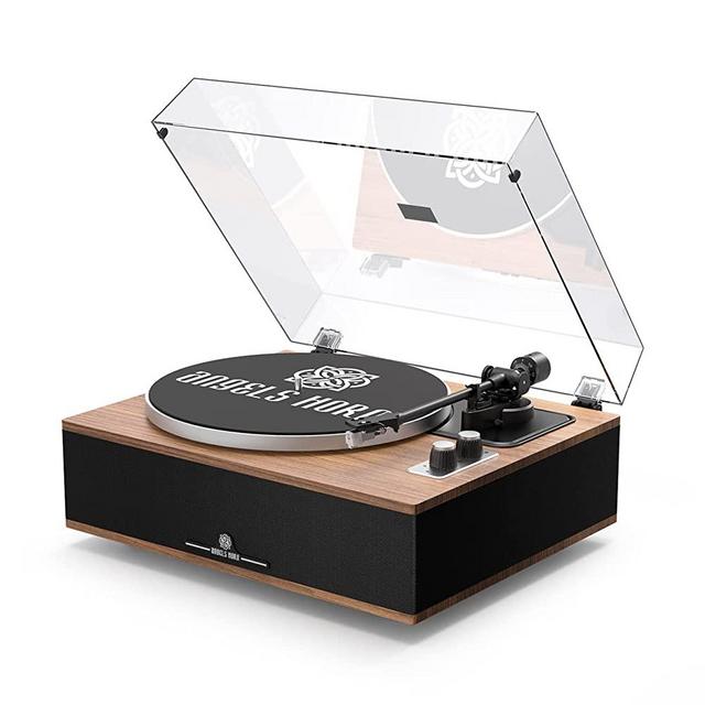 ANGELS HORN Vinyl Record Player, Bluetooth Turntable with Built in Speakers Phono Preamp, High Fidelity Turntables for Vinyl Records with Magnetic Cartridge AT-3600L, Belt Drive 2-Speed
