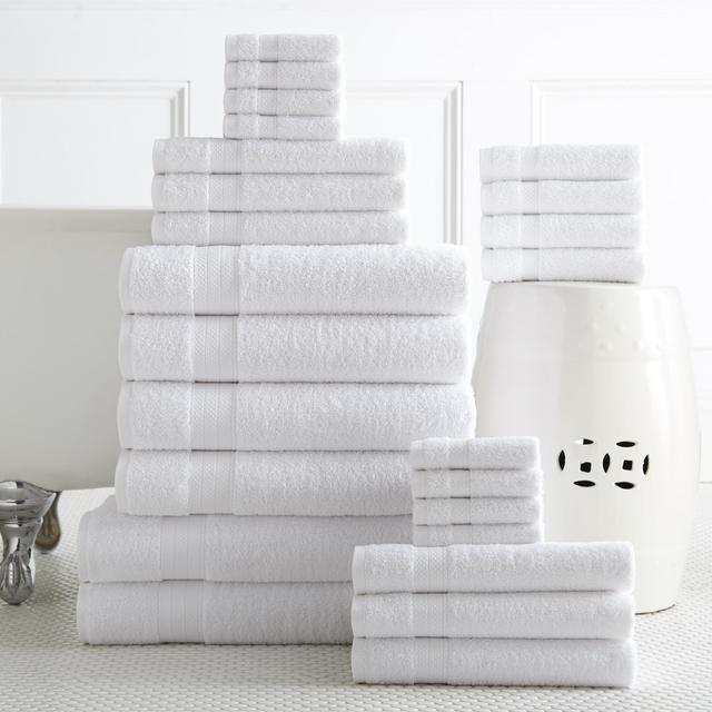 Addy Home Best Value 24PC Bath Towel Set (2 Sheets, 4 Bath, 6 Hand, 4 Fingertip & 8 Wash) - Platinum