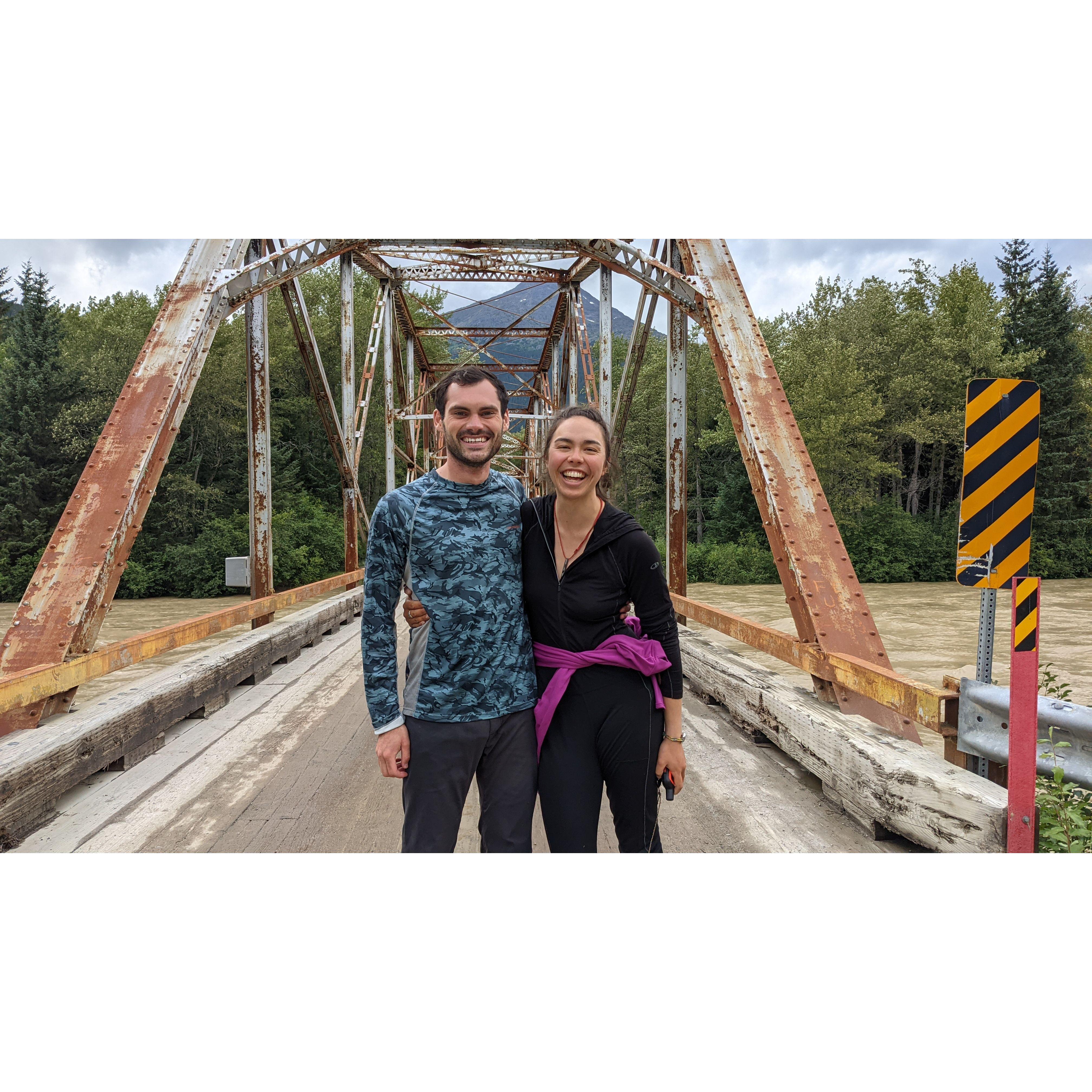 Right we finished hiking the Chilkoot trail during 20 year record high flooding.