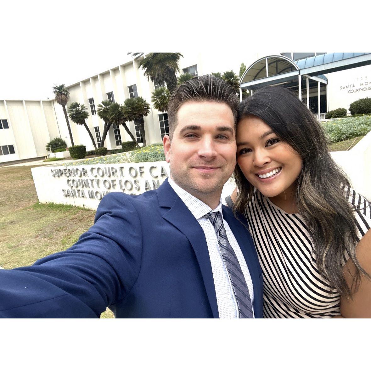 Speaking of Santa Monica, the day Mackey was sworn into the California State Bar at the Santa Monica Courthouse!