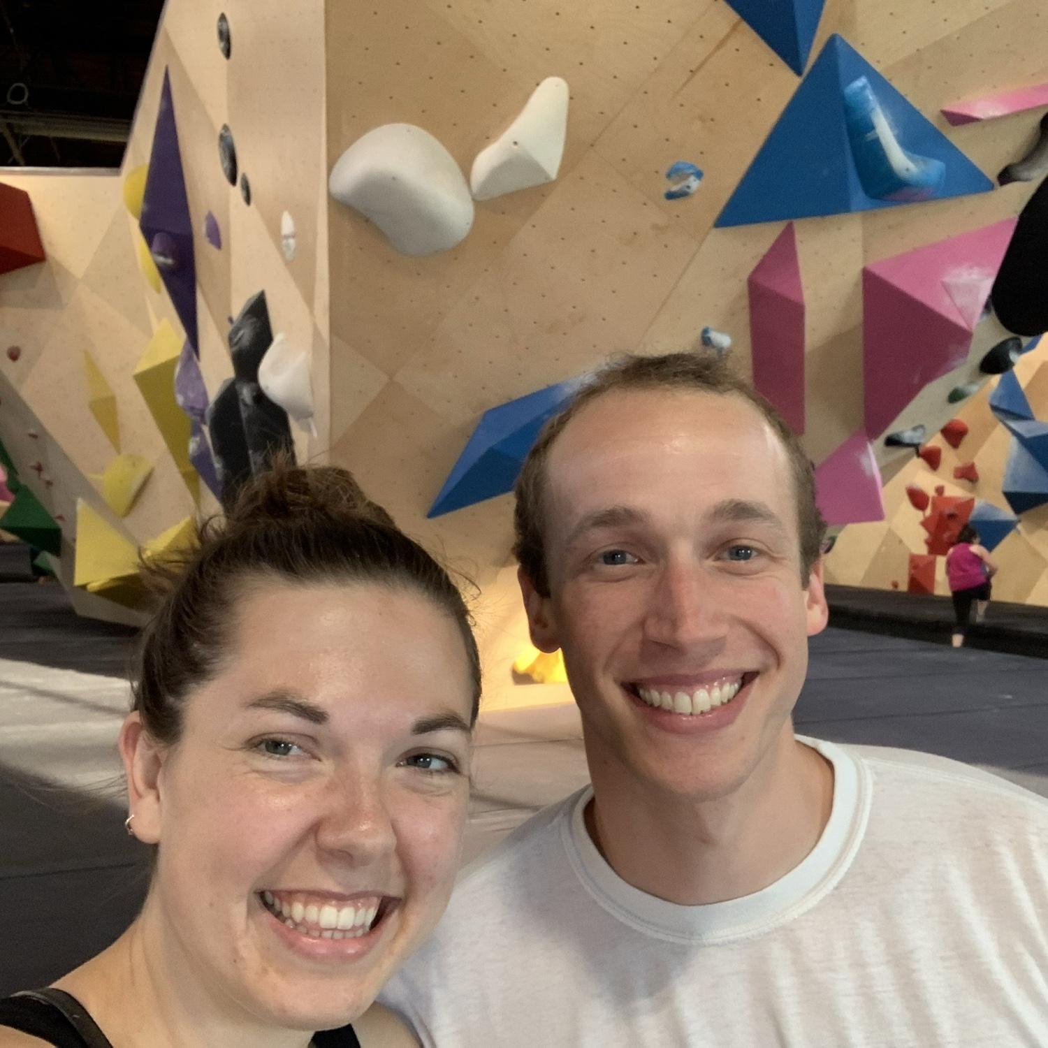 Our first picture together, and one of Alison’s first times climbing!
July 2021