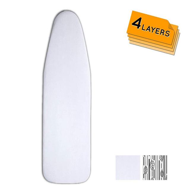 Ironing Board Cover and Pad Extra Thick Heavy Duty Padded 4 Layers, Silver Coated Ironing Board Cover, Non Stick Scorch and Stain Resistant Standard Size 15x54 inch with Elasticized Edges (Silver)