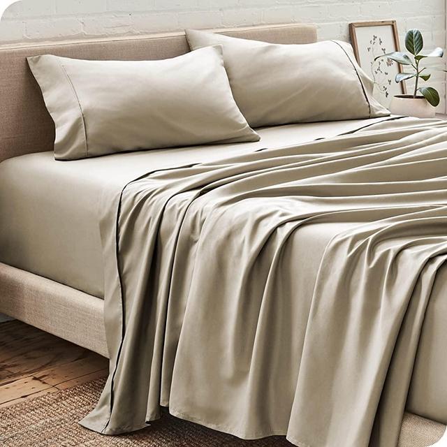 Bare Home Split King Sheet Set - 1800 Ultra-Soft Microfiber Split King Bed Sheets - Double Brushed - Deep Pockets - Easy Fit - 5 Piece Set - Bedding Sheets & Pillowcases (Split King, Sand)