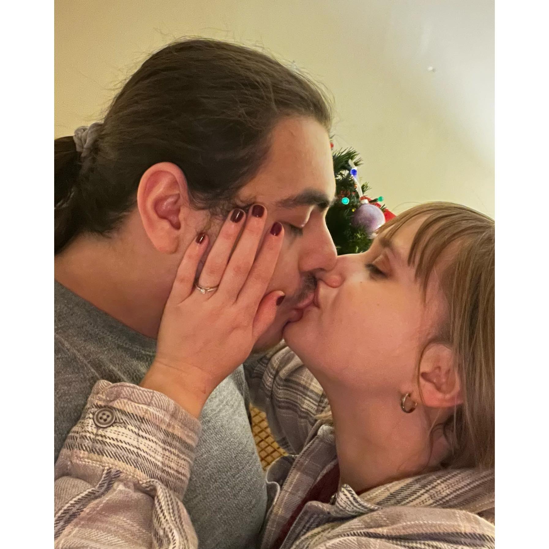 We got engaged privately after a lovely day together. Here's one of the few photos from that moment.