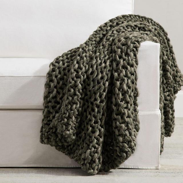 Chunky Handknit Throw, 44 x 56", Loden