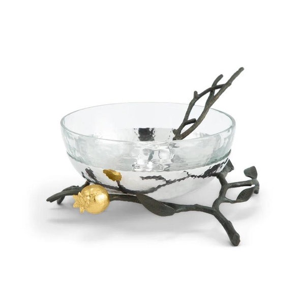 Pomegranate Glass Bowl with Spoon