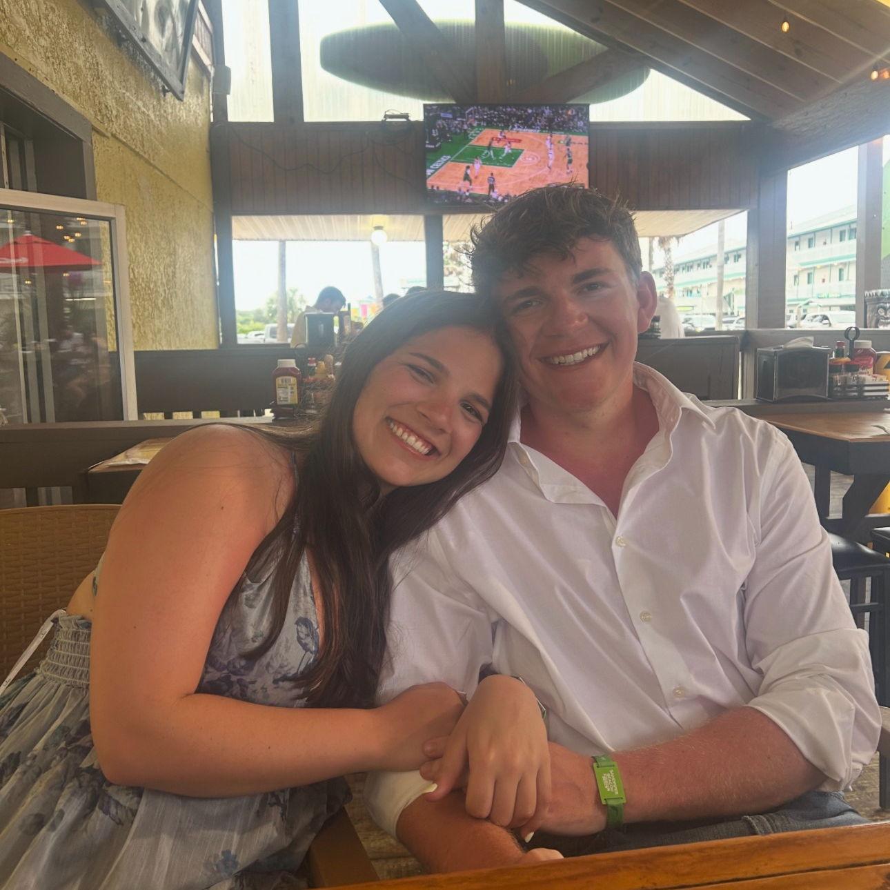 After four months abroad, the couple returned home and headed to Panama City for Charles's fraternity beach formal.