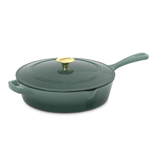 Cuisinart CI45-30SGM Chef's Classic Enameled Cast Iron 12-Inch Chicken Fryer with Cover, Green Gradient