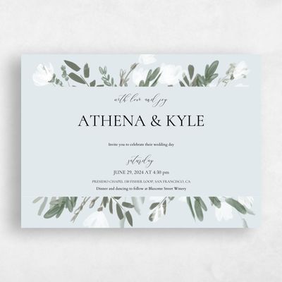 Ice, Blue Wedding Invitation - Oaklyn Landscape