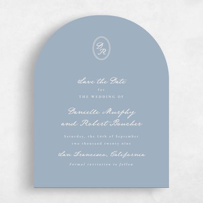 Blue Typography Wedding Save the Date - Dolores Portrait