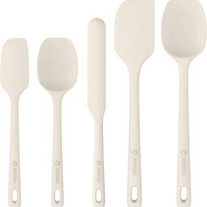 ChefAide 5 Pieces Silicone Spatula Set, Food Grade Rubber Spatula, Upgrade Strong Handle with Ergonomic Grip, Heat Resistant Up to 600°F for Nonstick Cookware, Cooking