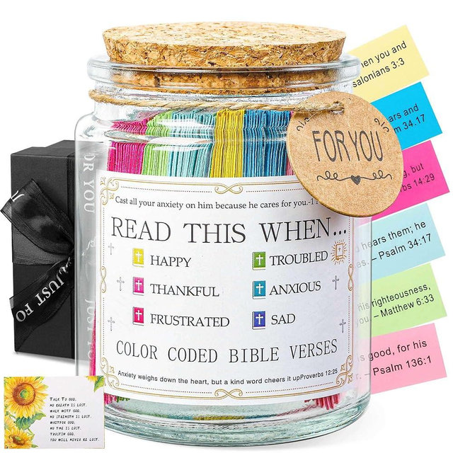 Bible Verse Jar, Read Me When Bible Verses Jar For Daily Encouragement, Inspirational Prayer & Reflection,Graduation Gift for Her,Gifts for Mom from Daughter Son, Christian Gifts for Women
