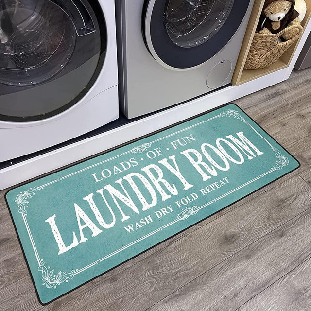 Laundry Room Rug Runner Non Slip Laundry Mats Mudroom Runner Farmhouse Kitchen Floor Mat Bathroom Laundry Room Decor Accessories( Teal, 20 X 47 inch )