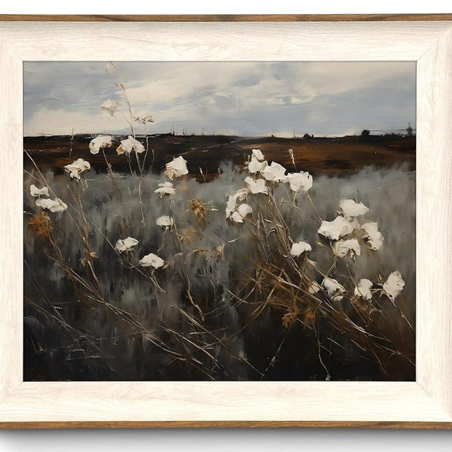 Framed Wall Art for Bedroom, Vintage Wildflower Painting Canvas Art Prints, Moody Dark Autumn Flower Wall Decor Aesthetic, Farmhouse Decor Wall Art Floral Pictures - 10x12Inch