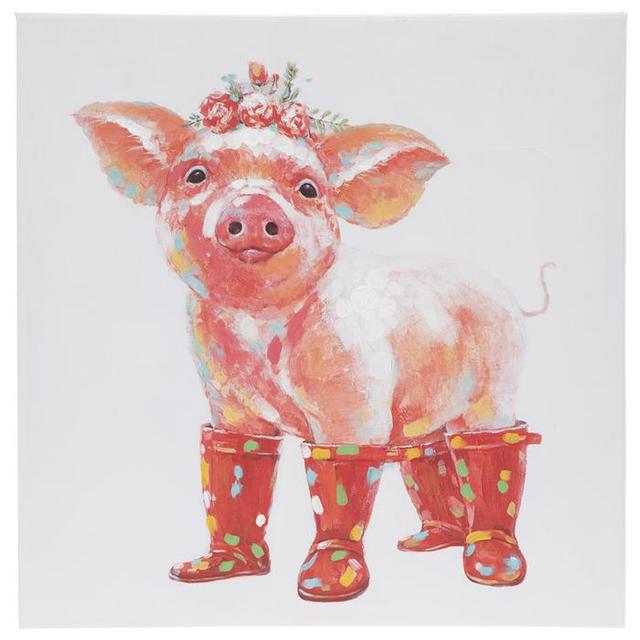 Pig Wearing Rain Boots Canvas Wall Decor
