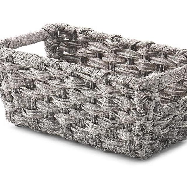 Whitmor Split Rattique Small Shelf Tote-Gray Wash