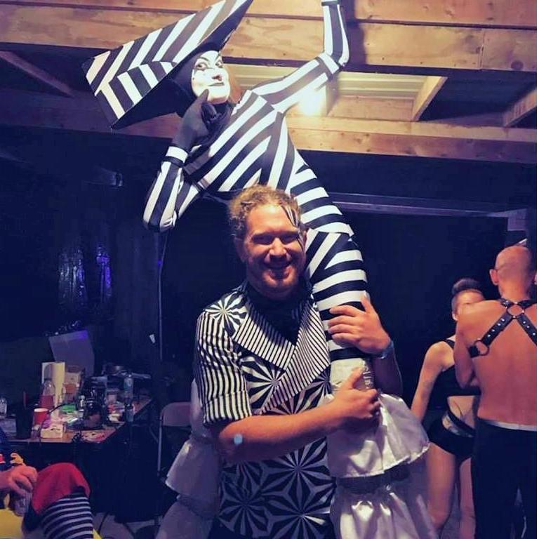 Shangrila Wookiefoot- Standing tall and being silly backstage