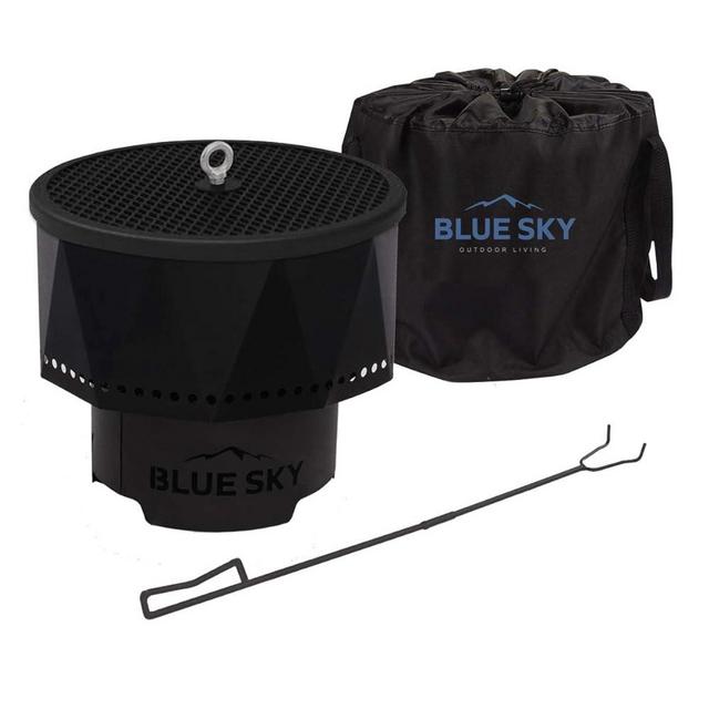 Blue Sky Outdoor Living Ridge Portable Fire Pit, Smokeless Fire Pit with Spark Screen, Lift, and Carrying Bag, Black