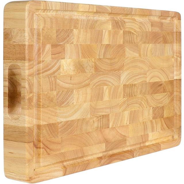 End Grain Cutting Board (20 x 15 x1.5 inch) Extra Large & Thick, End Grain Built-In Compartment and Juice Canal, Heavy Duty Chopping Board, Thick Carving Board for Bread Fruits Meat