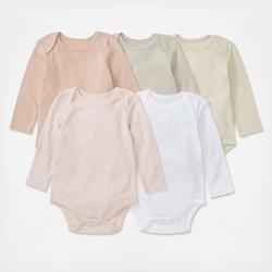 Burt's Bees Baby Basics Long Sleeve Bodysuit, Set of 5