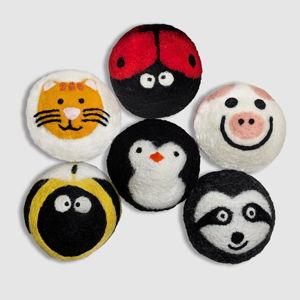 Organic Wool Dryer Balls, Farm Friends, 6-Pack