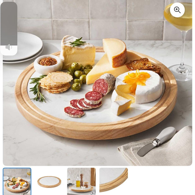 Member's Mark Wood & Marble Lazy Susan, Choose Wood Finish