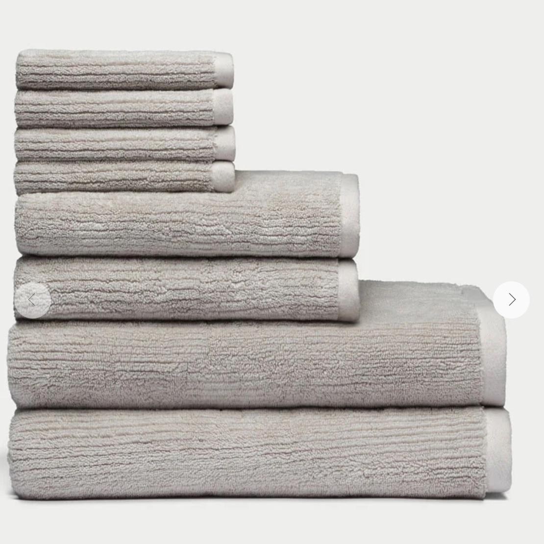 Ribbed Terry Bath Towel Set, White