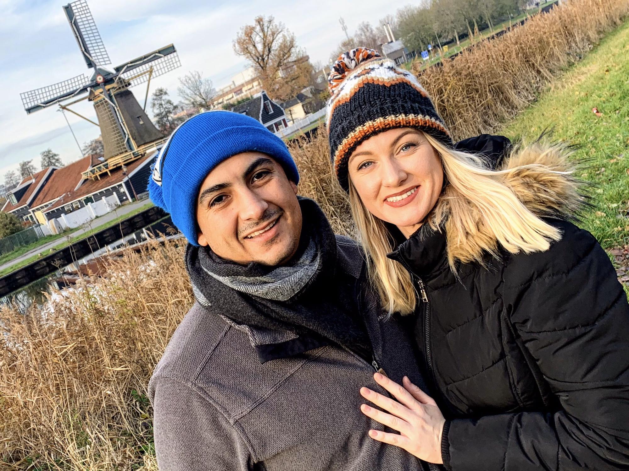 Amsterdam, Netherlands. Photo during our bike through the fields, town and windmills