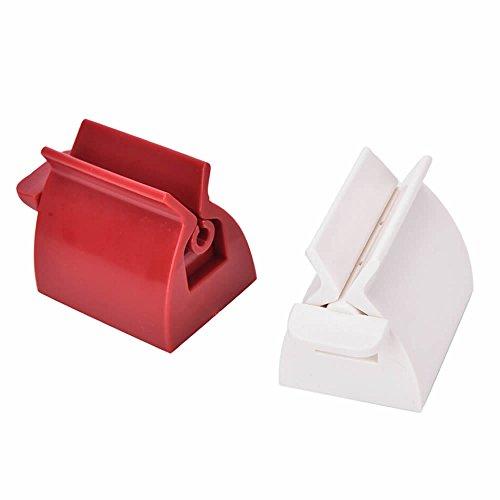 ISKYBOB Set of 2 Rolling Tube Toothpaste Squeezer Dispenser Toothpaste Seat Holder Stand