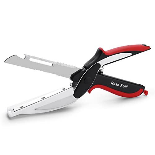 Rose Kuli Smart Food Cutters with Cutting Board - Stainless Steel Multipurpose Kitchen Chopper for Foods Salad Veggie BBQ Party